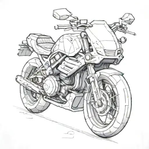 A futuristic motorcycle design inspired by civil engineering structures tattoo design idea