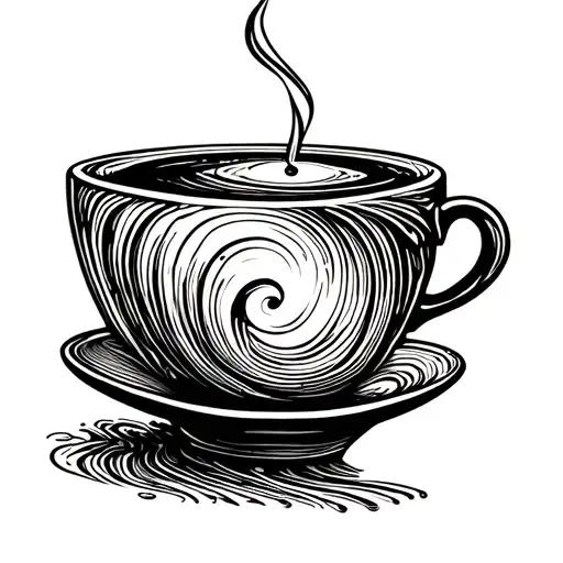 Incorporate a coffee cup with a steam swirl morphing into a woodworking chisel tattoo design idea