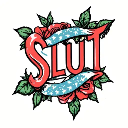"SLUT" whore tattoo design idea
