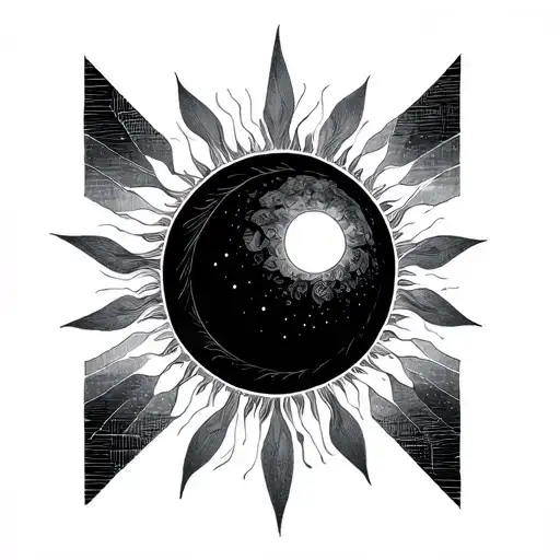 negative space geometric sun tattoo design idea
