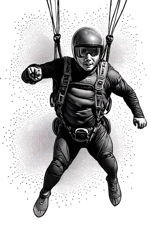 skydiver gracefully descending tattoo design idea