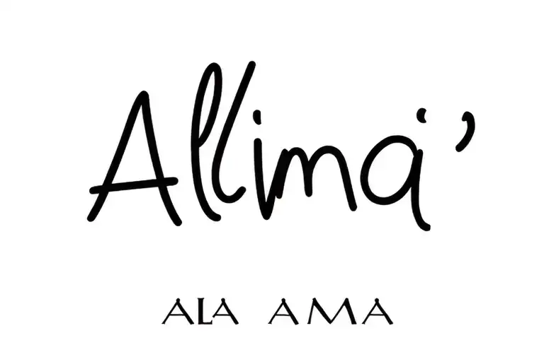 text 'Alma' or 'Almaal' or 'AMA', Line art, 7171 tattoo design idea