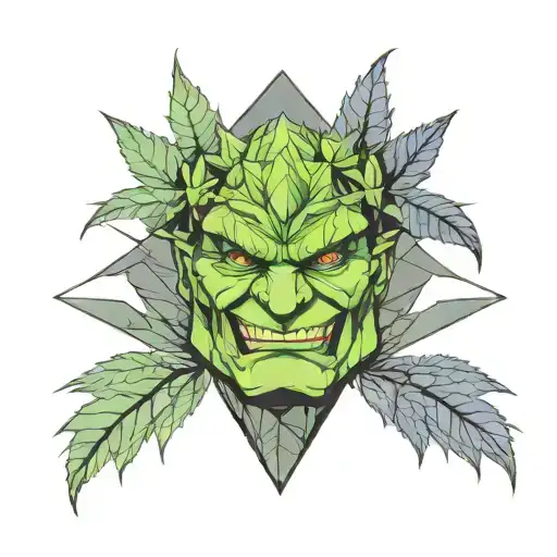 Cannabis bud hulk mixed with Joker tattoo design idea