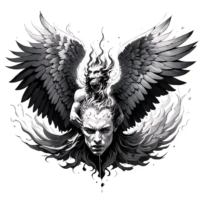 icarus falling from sky wings of fire face down tattoo design idea