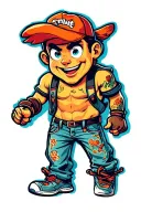 rubber hose cartoon character tattoo design idea