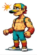 rubber hose cartoon character tattoo design idea