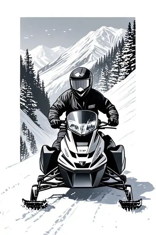snowmobile going up mountain tattoo design idea