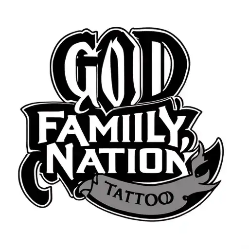 I want a tattoo inspired by the spirit of the French Revolution, centered around the phrase “God, Family, Nation tattoo design idea