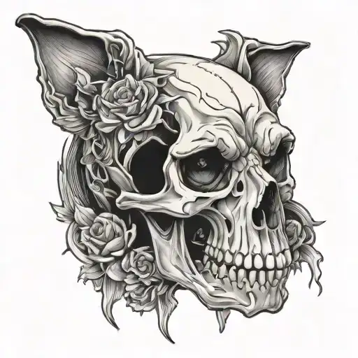dog skull tattoo design idea
