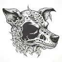 dog skull tattoo design idea