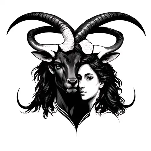 Capricorn man Taurus woman face tattoo design idea