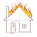 burning house tattoo design idea