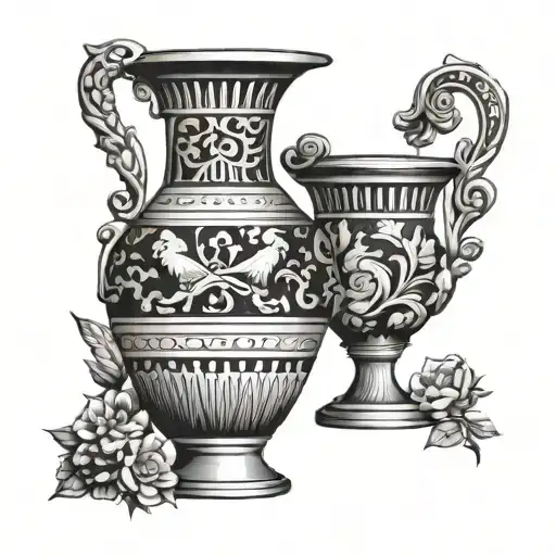 greek vase with august 6 2022 marriage date in greek tattoo design idea