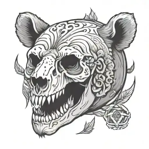 bear skull Nordic theme tattoo design idea