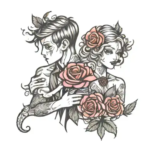 boy girl love marriage tattoo design idea