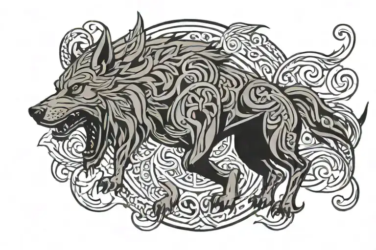 viking fenrir viking norse wolf tattoo design idea