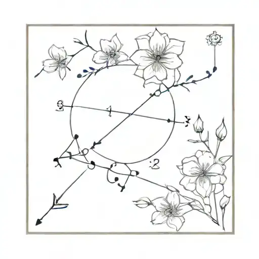 Combine Two constellations  Libra and Sagittarius  With birth month flowers  1 February flower  2 may flowers  1 August tattoo design idea