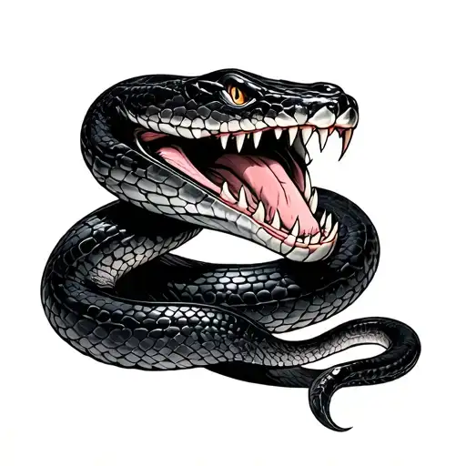 large fangs snake tattoo design idea