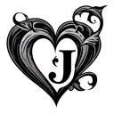 Cursive J heart tattoo design idea