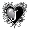 Cursive J heart tattoo design idea