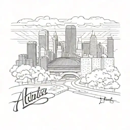 Atlanta skyline Louisville stadium tattoo design idea