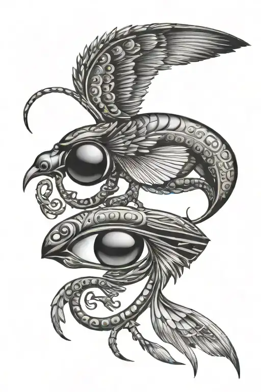 Egyptian beetle, angel wing, eye of horus and Ânkh tattoo design idea