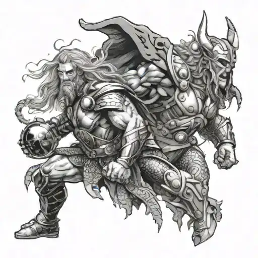 Surtr and Thor tattoo design idea