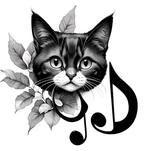 Cat Treble Clef tattoo design idea