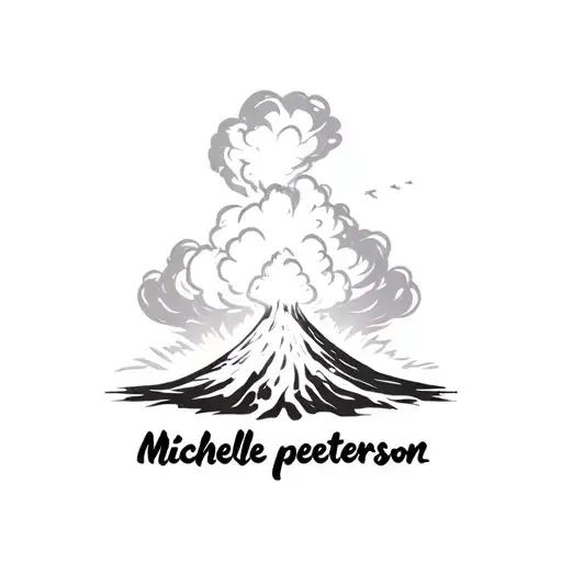 "Michelle peterson" erupting volcano explosion with clouds and flowing lava tattoo design idea