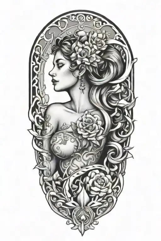fortuna goddess sexy fit tattoo design idea