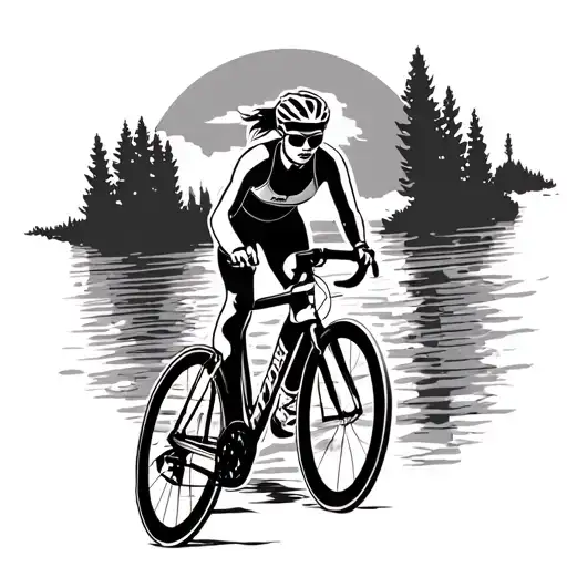 triathlon female swim bike run tattoo design idea