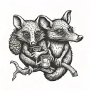 2 drunk Possums tattoo design idea