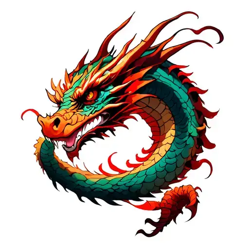 dragon tattoo design with red thread on the entire arm tattoo design idea