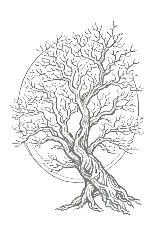 A tree with branches shaped like hands reaching out in a gesture of empathy, highlighting the compassionate nature of both trees and empaths tattoo design idea