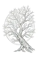 A tree with branches shaped like hands reaching out in a gesture of empathy, highlighting the compassionate nature of both trees and empaths tattoo design idea