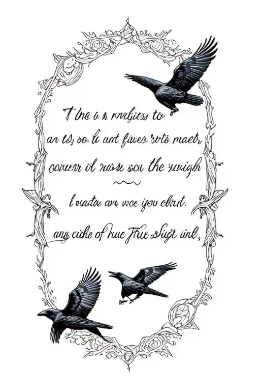 nightbird quote with ravens flying tattoo design idea