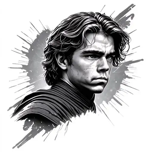 I want a tattoo design of Anakin Skywalker that represents the perfect balance between light and darkness. tattoo design idea