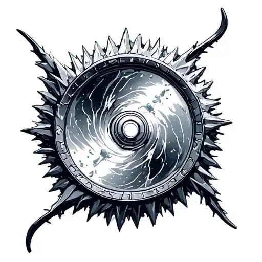 a sterring wheel made from sharp ice tattoo design idea