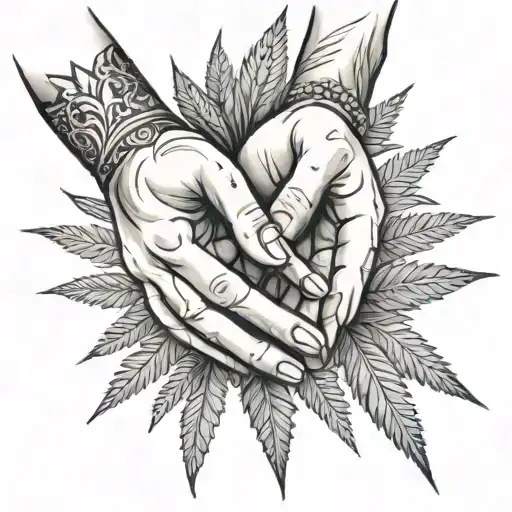 pray hands with weed tattoo design idea