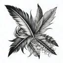 falling feathers tattoo design idea