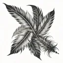 falling feathers tattoo design idea