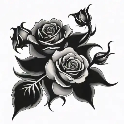 Three burning roses tattoo design idea
