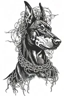 Doberman with barbed wire tattoo design idea
