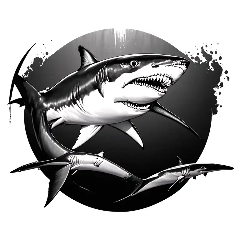 Thresher shark from above with details inspired tattoo design idea
