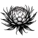 Protea flower on inner bicep tattoo design idea