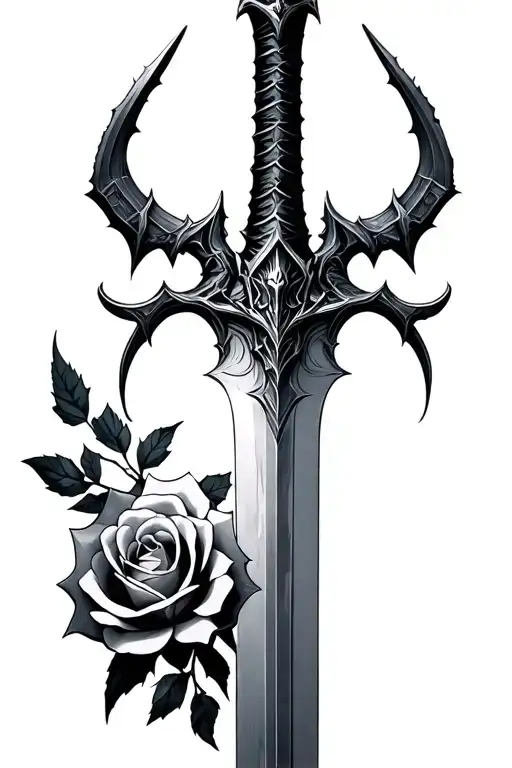 skyrim daedric sword, roses tattoo design idea