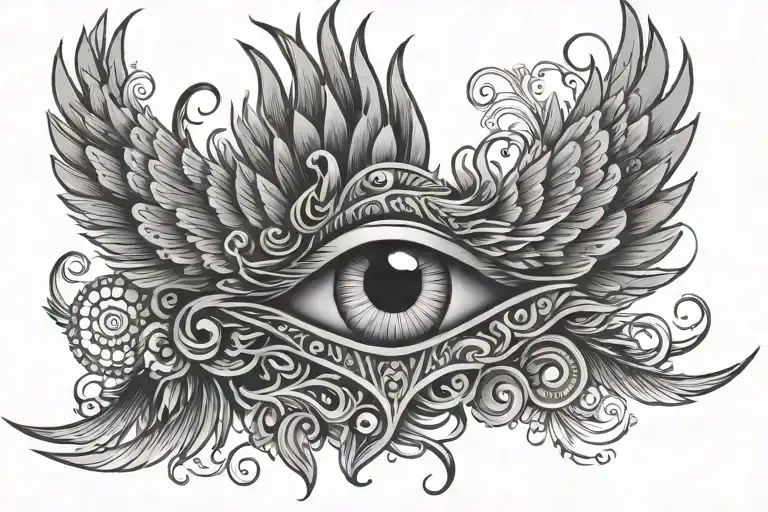 pheonix all seeing eye tattoo design idea