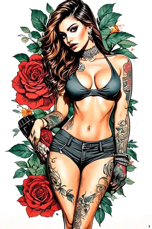 GANGSTER GIRL tattoo design idea