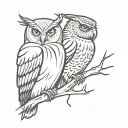 hawk and owl tattoo design idea