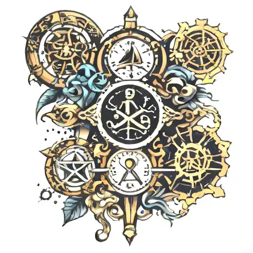 zodiac signs libra, scorpio, gemini, aries, cancer tattoo design idea